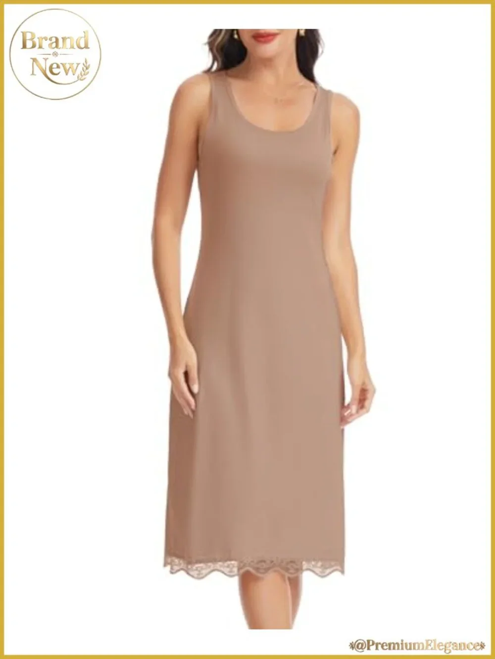 Women's Full Slip Dress with Lace Trim Modal Spandex S-3XL